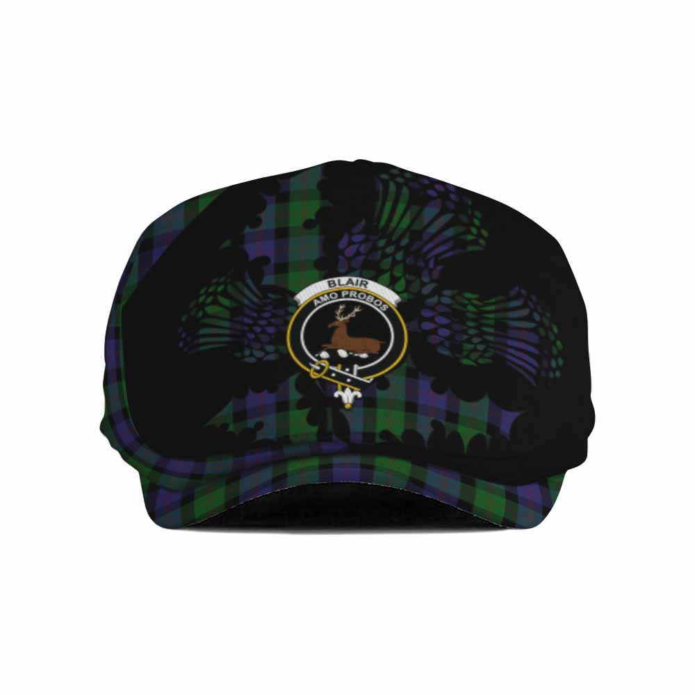 Blair Tartan Family Crest Flat Cap, Jeff Cap Scotland Thistle Floral