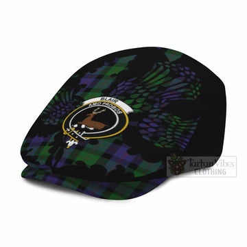 Blair Tartan Family Crest Flat Cap, Jeff Cap Scotland Thistle Floral