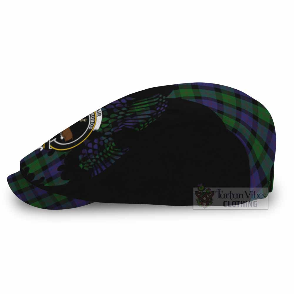 Blair Tartan Family Crest Flat Cap, Jeff Cap Scotland Thistle Floral