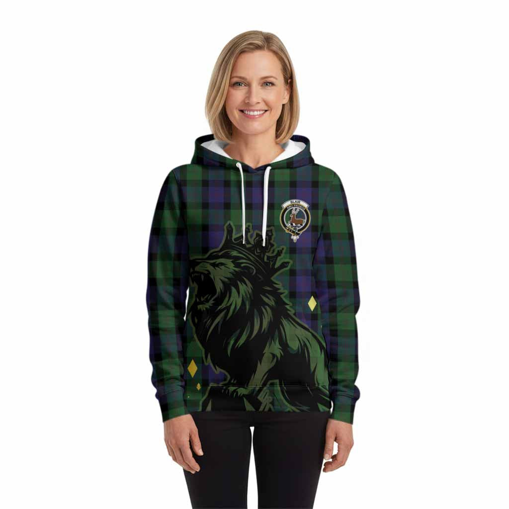 Blair Tartan Family Crest Hoodie Crowned Lion Roaring