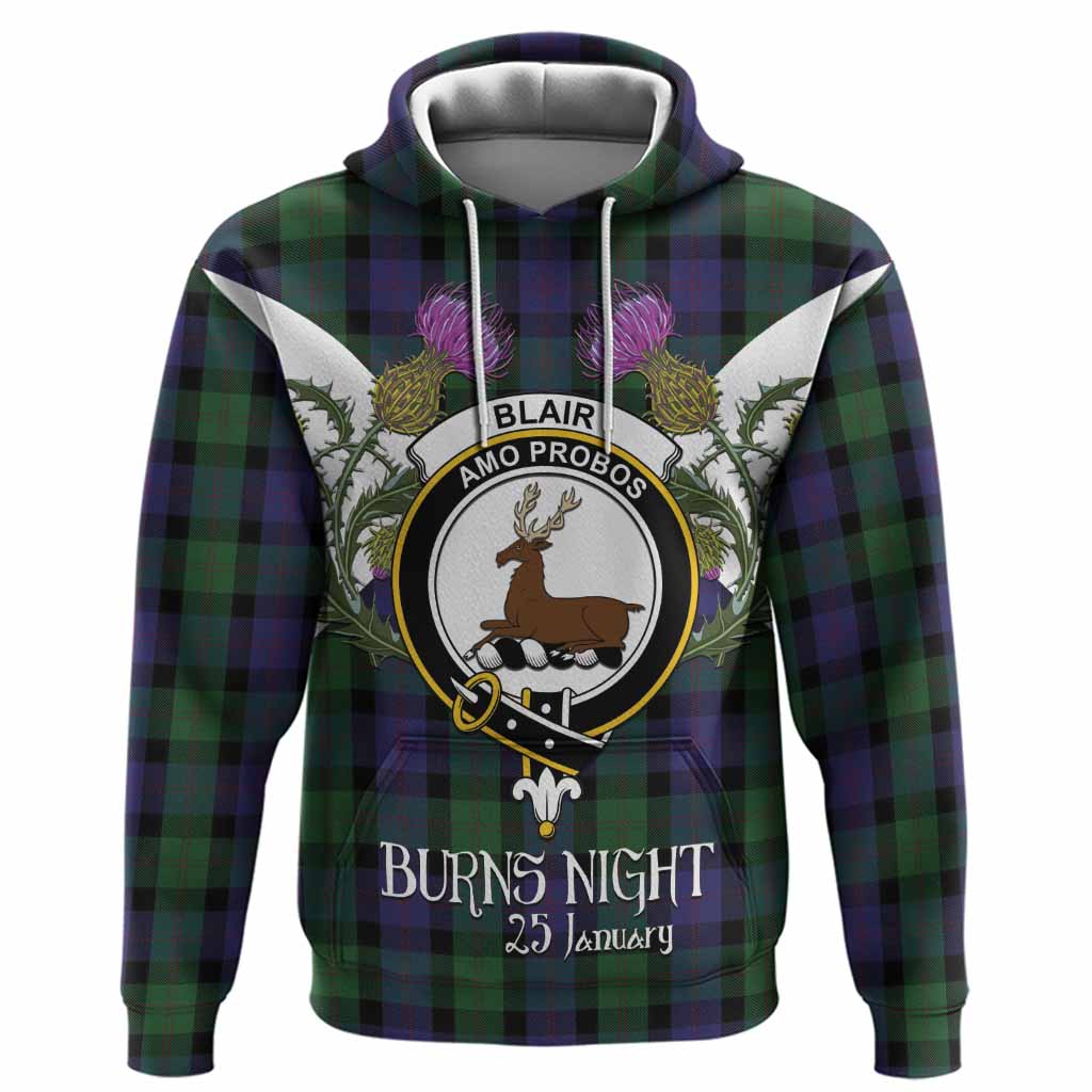 Blair Tartan Family Crest Hoodie Scottish Burns Night Thistle Floral