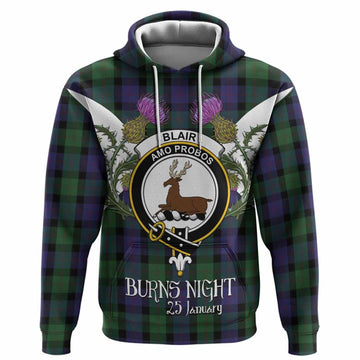 Blair Tartan Family Crest Hoodie Scottish Burns Night Thistle Floral