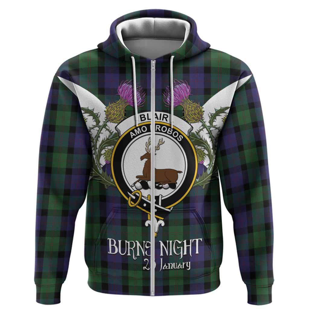 Blair Tartan Family Crest Hoodie Scottish Burns Night Thistle Floral