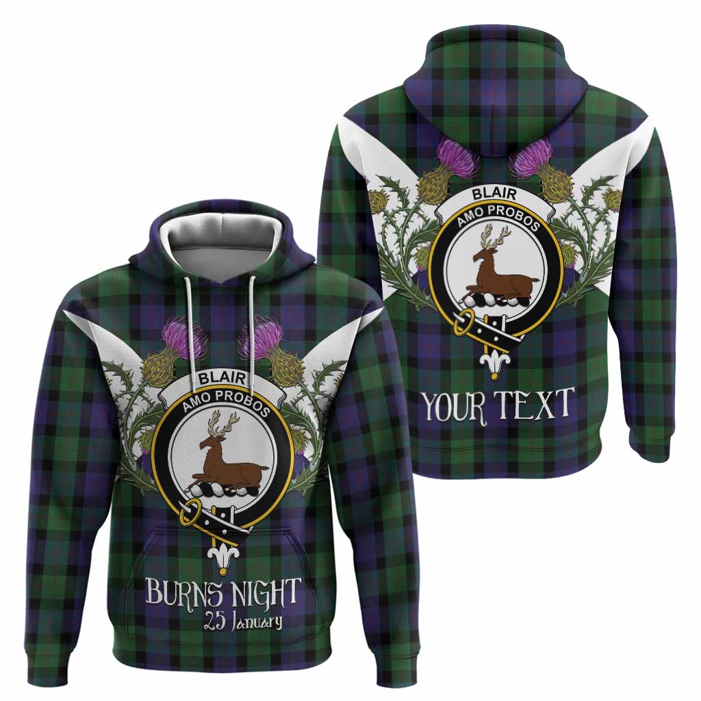 Blair Tartan Family Crest Hoodie Scottish Burns Night Thistle Floral