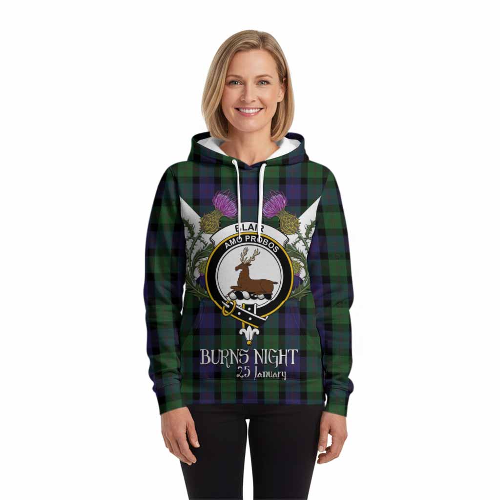 Blair Tartan Family Crest Hoodie Scottish Burns Night Thistle Floral