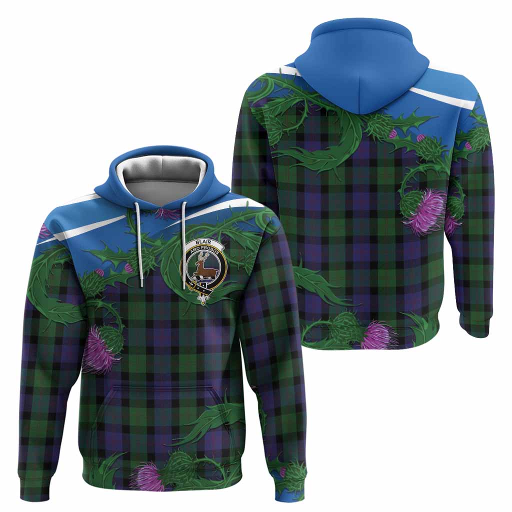 Blair Tartan Family Crest Hoodie Thistle in Minimalism