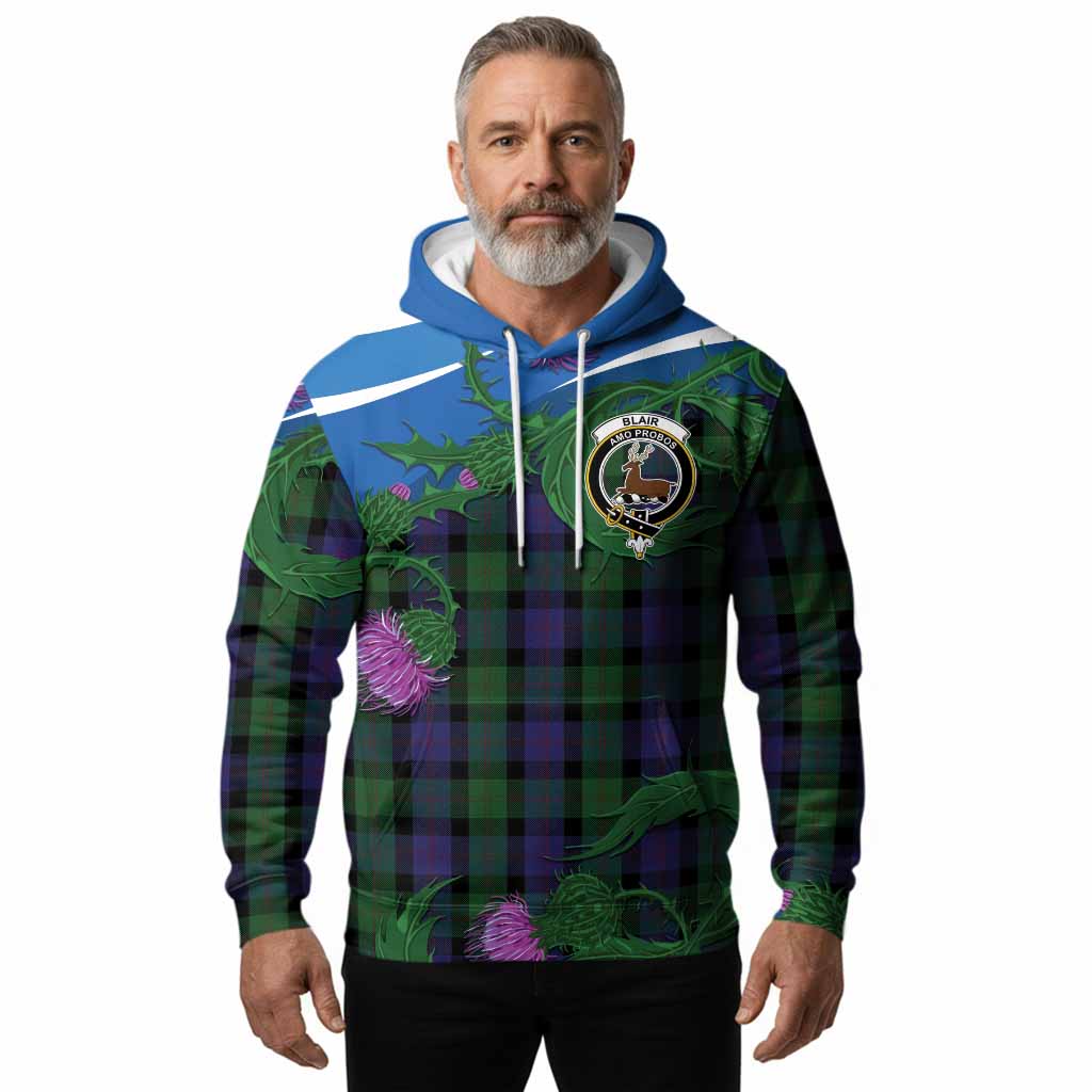 Blair Tartan Family Crest Hoodie Thistle in Minimalism
