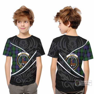 Blair Tartan Family Crest Kid T-shirt Celtic Scottish Thistle Floral