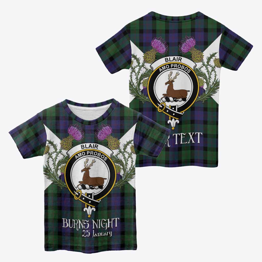 Blair Tartan Family Crest Kid T-shirt Scottish Burns Night Thistle Floral