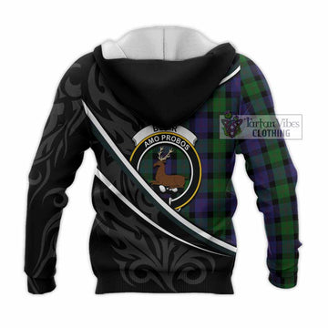Blair Tartan Family Crest Knitted Hoodie Celtic Scottish Thistle Floral