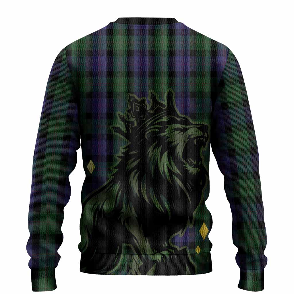 Blair Tartan Family Crest Knitted Sweater Crowned Lion Roaring
