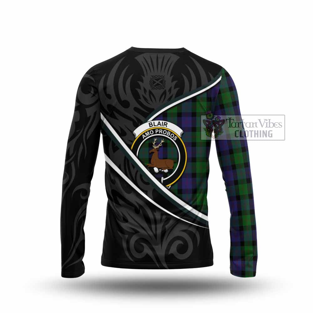 Blair Tartan Family Crest Long Sleeve T-Shirt Celtic Scottish Thistle Floral - Tartan Vibes Clothing