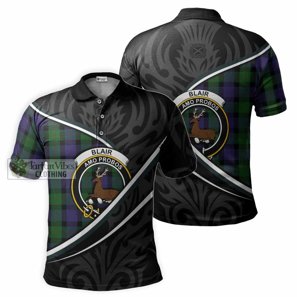 Blair Tartan Family Crest Polo Shirt Celtic Scottish Thistle Floral - Tartan Vibes Clothing