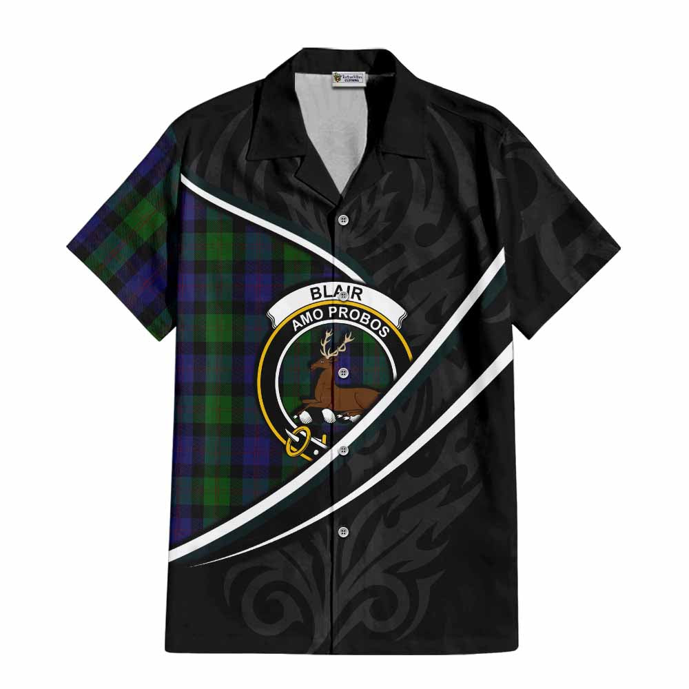 Blair Tartan Family Crest Short Sleeve Button Shirt Celtic Scottish Thistle Floral - Tartan Vibes Clothing