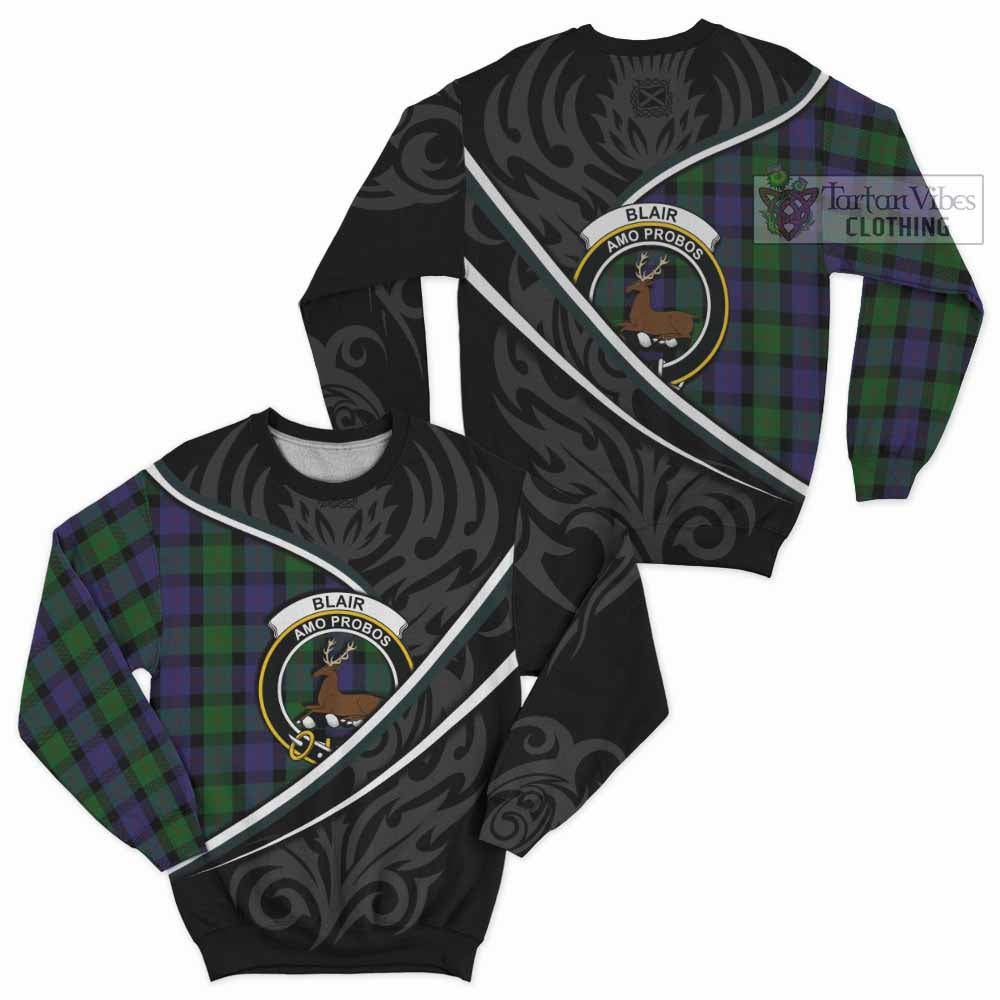 Blair Tartan Family Crest Sweatshirt Celtic Scottish Thistle Floral - Tartan Vibes Clothing