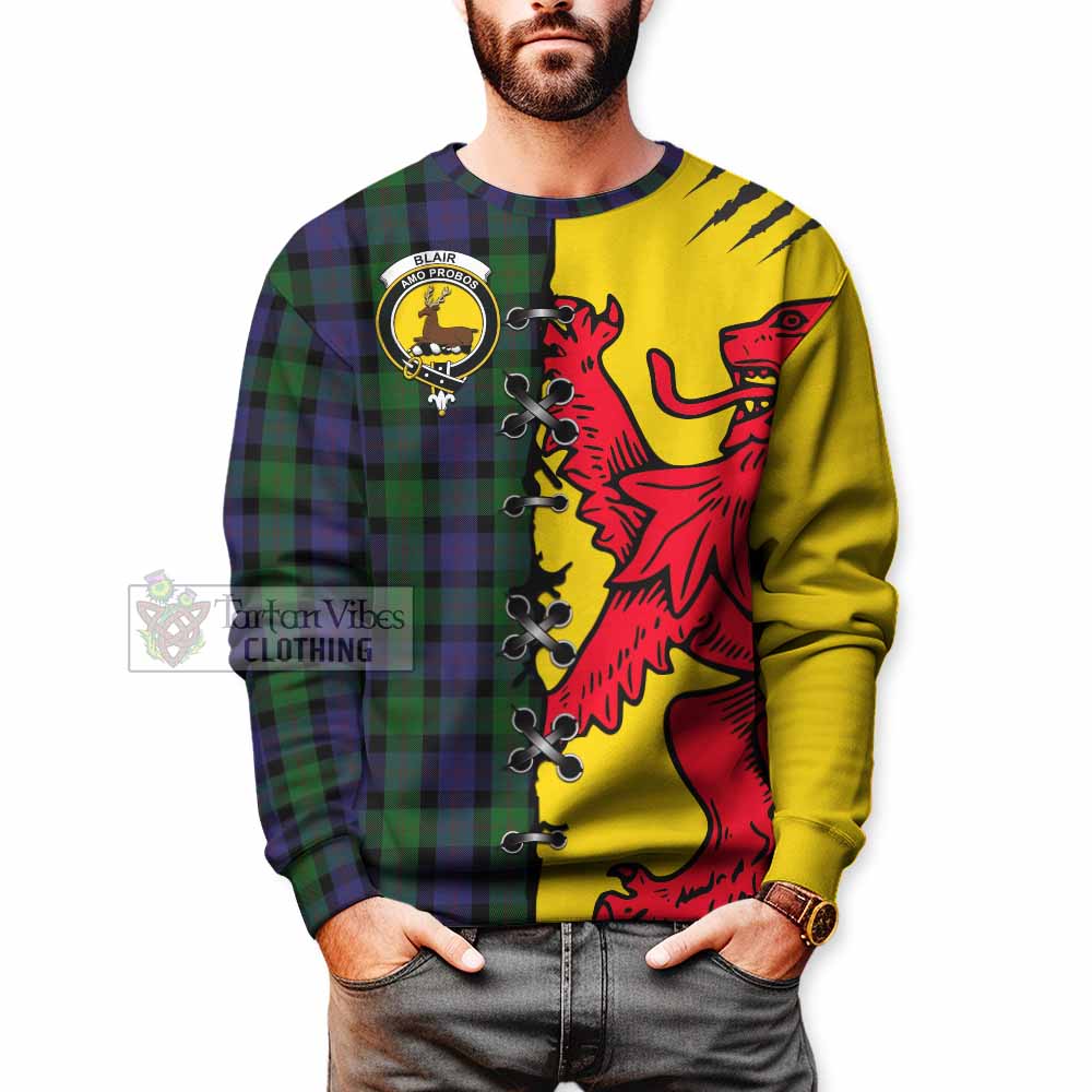 Blair Tartan Family Crest Sweatshirt Lion Rampant Honor - Tartan Vibes Clothing