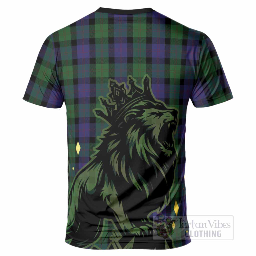 Blair Tartan Family Crest T-Shirt Crowned Lion Roaring