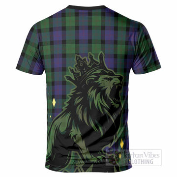 Blair Tartan Family Crest T-Shirt Crowned Lion Roaring