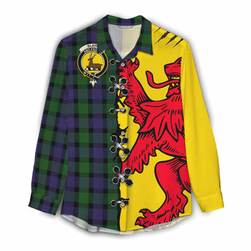 Blair Tartan Family Crest Women Casual Shirt Lion Rampant Honor
