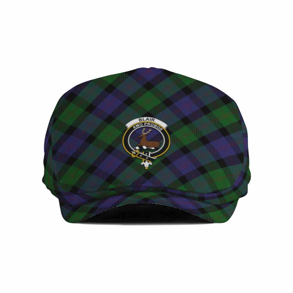 Blair Tartan Flat Cap, Jeff Cap Cross Style with Family Crest - Tartan Vibes Clothing