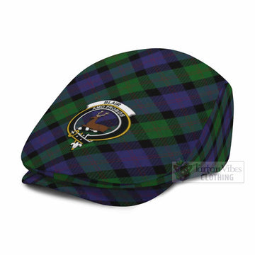 Blair Tartan Flat Cap, Jeff Cap Cross Style with Family Crest