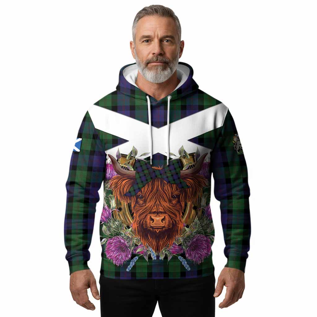Blair Tartan Hoodie Scottish Thistle Heilan Coo