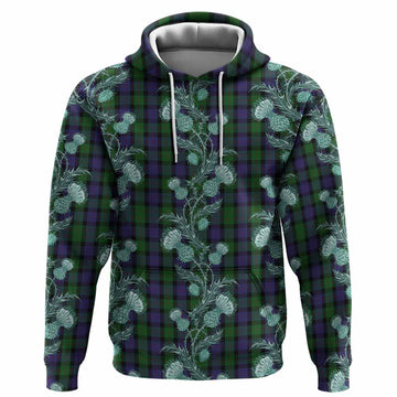 Blair Tartan Hoodie Seamless Scottish Thistle Flowers