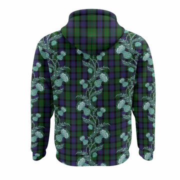 Blair Tartan Hoodie Seamless Scottish Thistle Flowers