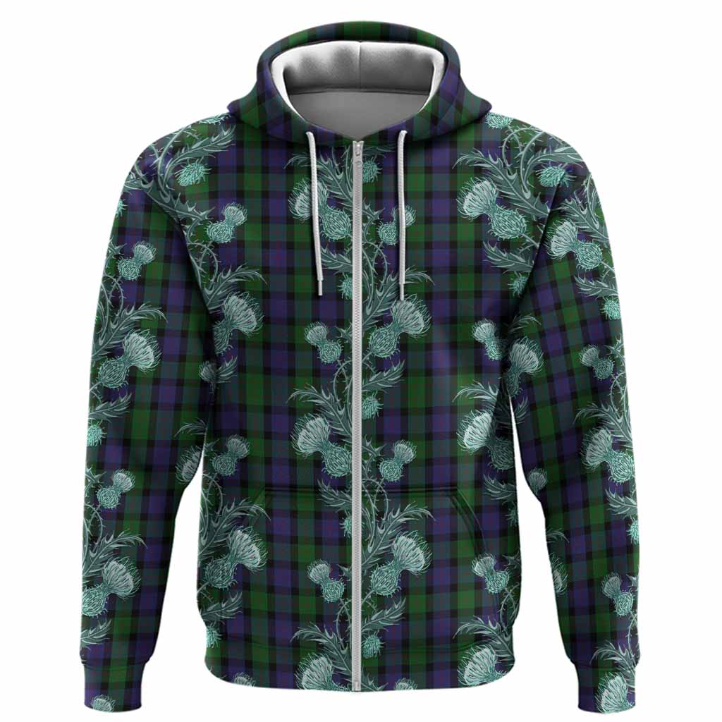 Blair Tartan Hoodie Seamless Scottish Thistle Flowers