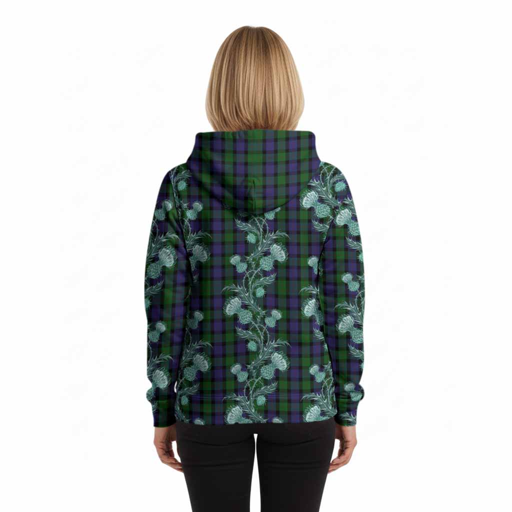 Blair Tartan Hoodie Seamless Scottish Thistle Flowers