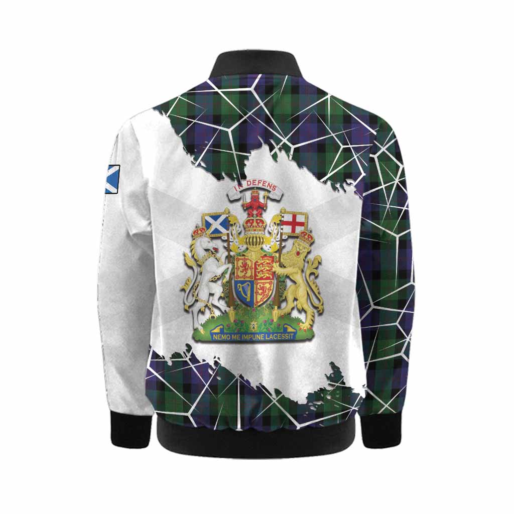 Blair Tartan Kid Bomber Jacket with Family Crest and Lion Rampant Grunge Style