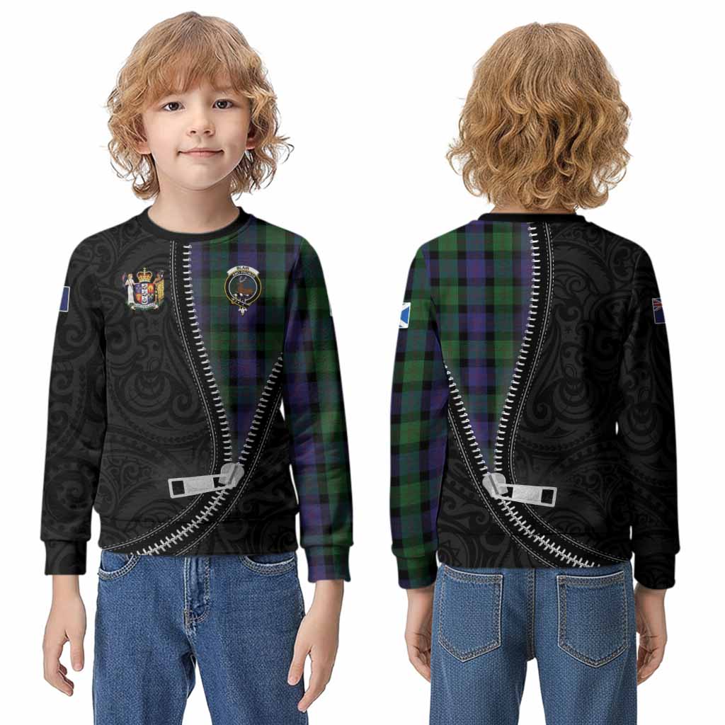Blair Tartan Kid Knitted Sweatshirt New Zealand Pattern Unique Zipper Stylized