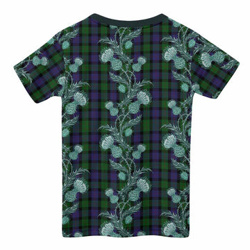 Blair Tartan Kid T-shirt Seamless Scottish Thistle Flowers