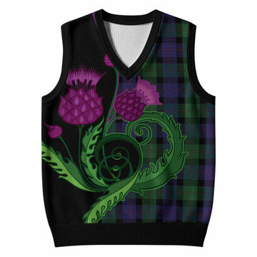 Blair Tartan Knitted V-Neck Vest Traditional Scottish Thistle