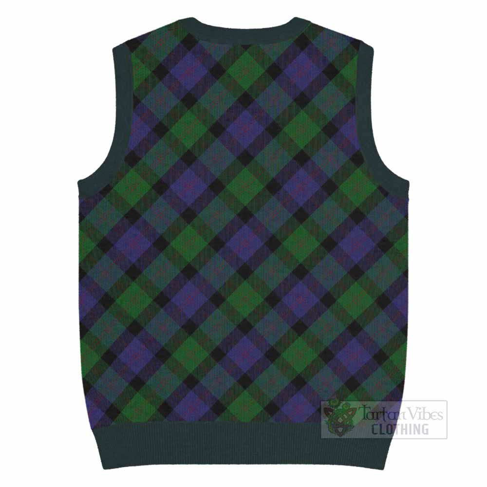 Blair Tartan Knitted V-Neck Vest with Family Crest Cross Style