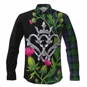 Blair Tartan Luckenbooth Long Sleeve Button Shirts Silver Heart Crown Thistle Floral