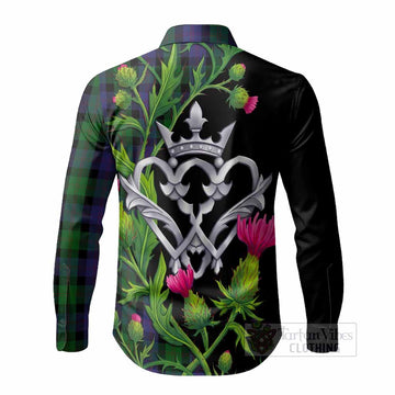 Blair Tartan Luckenbooth Long Sleeve Button Shirts Silver Heart Crown Thistle Floral