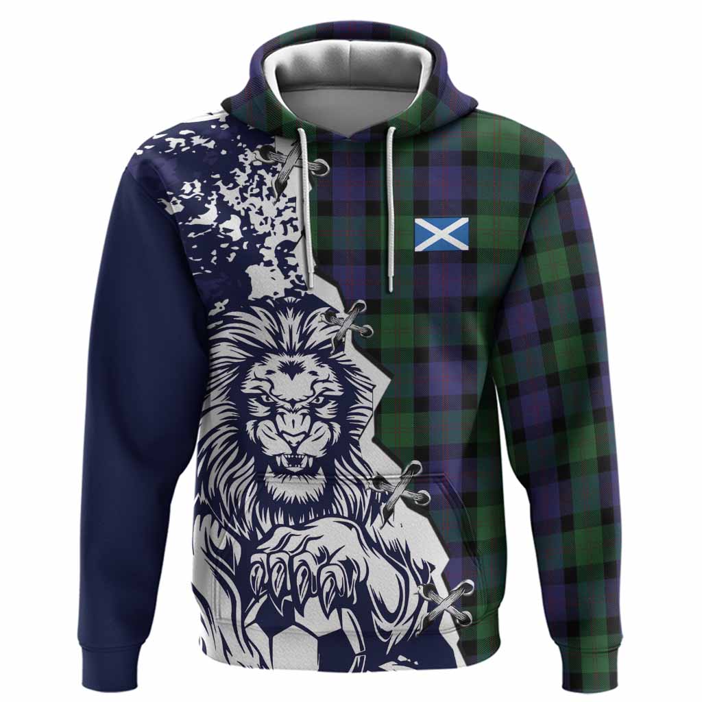 Blair Tartan Scottish Hoodie Angry Lion With Soccer Ball Style