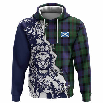 Blair Tartan Scottish Hoodie Angry Lion With Soccer Ball Style