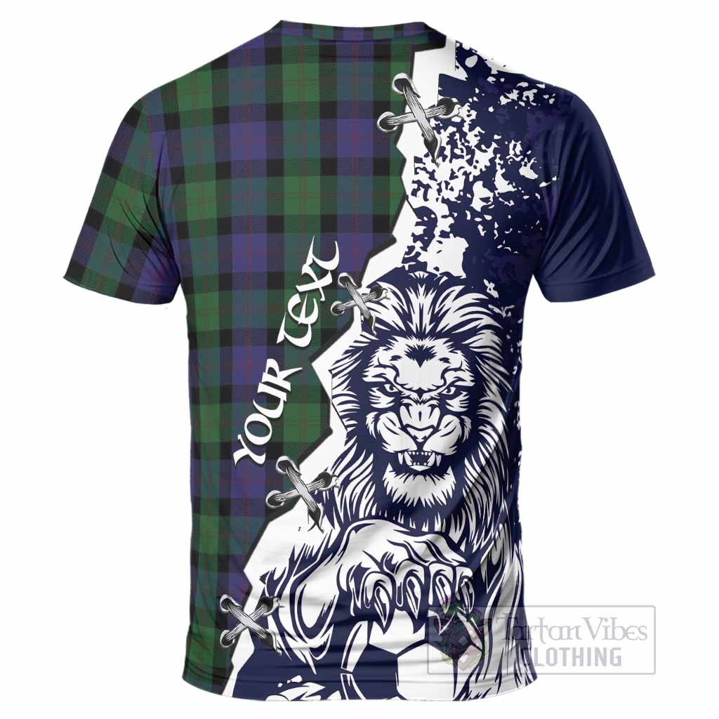Blair Tartan Scottish T-Shirt Angry Lion With Soccer Ball Style