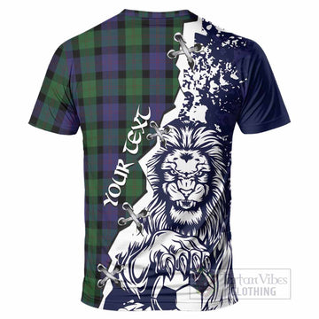 Blair Tartan Scottish T-Shirt Angry Lion With Soccer Ball Style