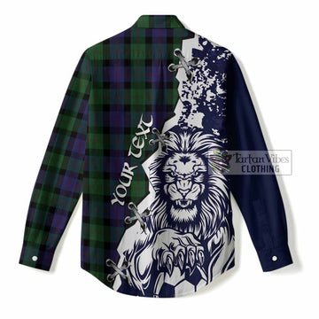Blair Tartan Scottish Women Casual Shirt Angry Lion With Soccer Ball Style