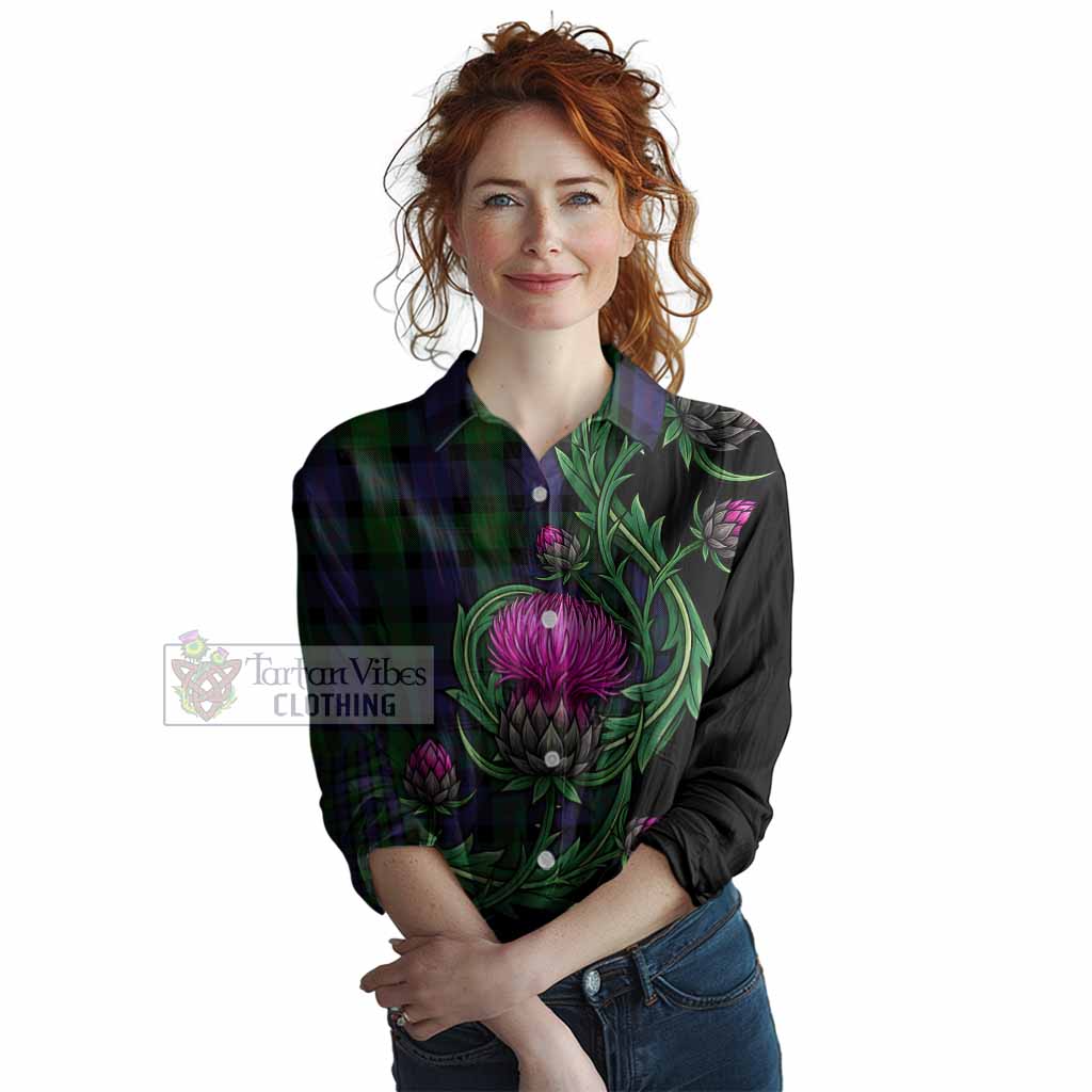 Blair Tartan Women Casual Shirt Resilient Scottish Thistle