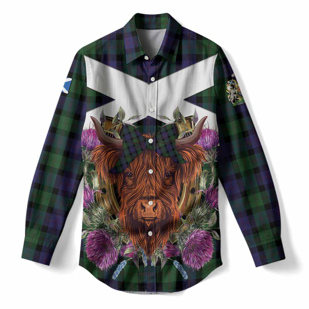 Blair Tartan Women Casual Shirt Scottish Thistle Heilan Coo