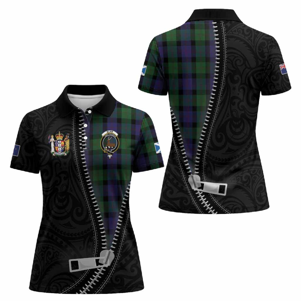 Blair Tartan Women Polo Shirt New Zealand Pattern Unique Zipper Stylized