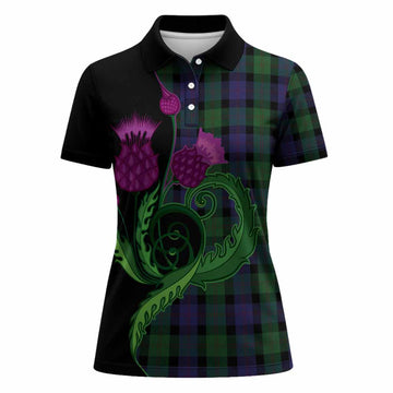 Blair Tartan Women Polo Shirt Traditional Scottish Thistle