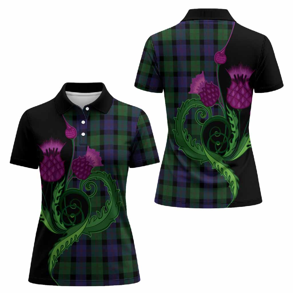Blair Tartan Women Polo Shirt Traditional Scottish Thistle