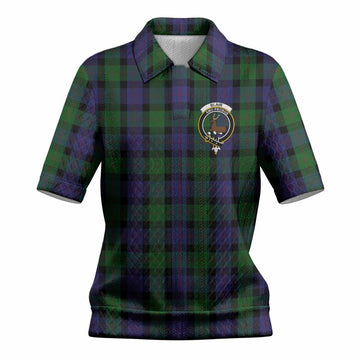 Blair Tartan Women’s Polo Sweater Top with Family Crest