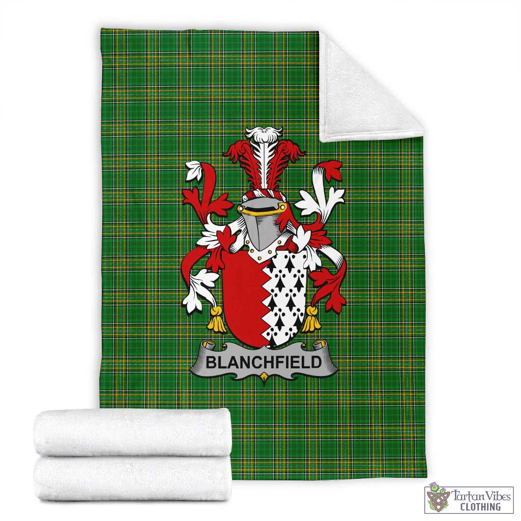 Blanchfield Irish Clan Tartan Blanket with Coat of Arms X-Large 59 x 79 inches 150 x 200 cm - Tartan Vibes Clothing