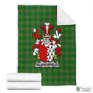 Tartan Vibes Clothing Blanchfield Irish Clan Tartan Blanket with Coat of Arms